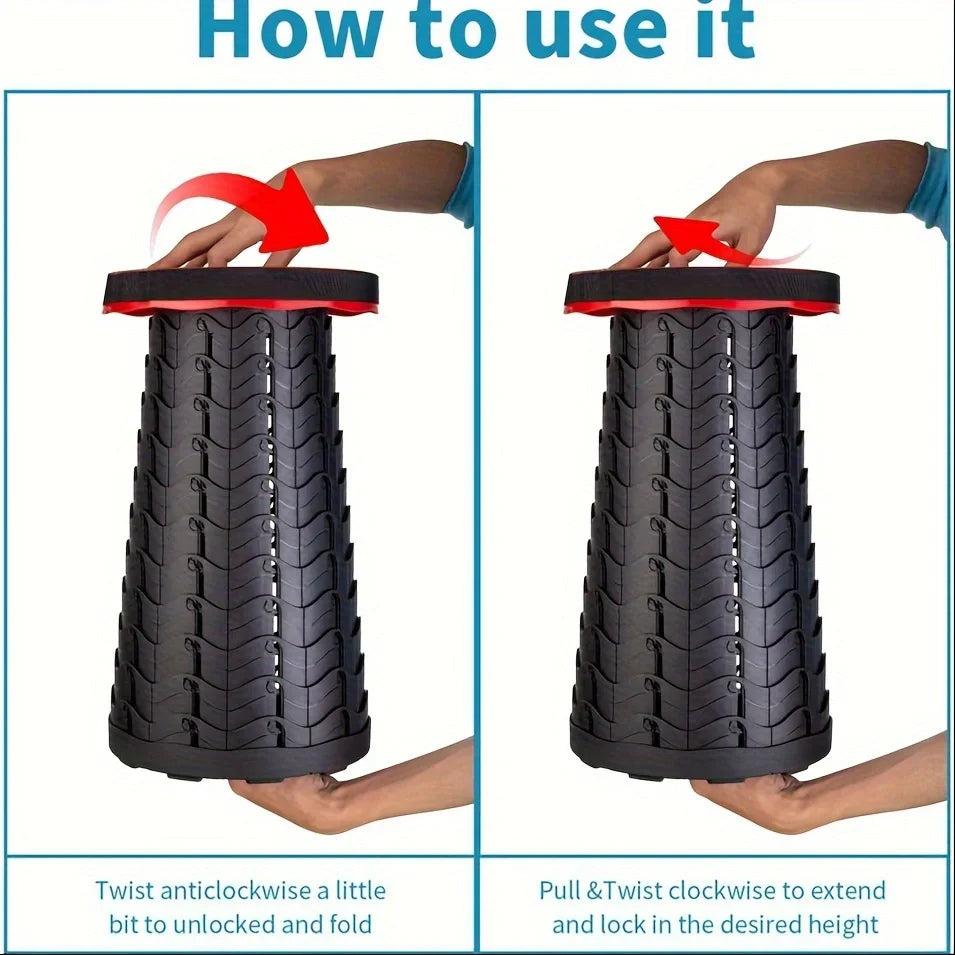 Collapsible Folding Telescopic Stool - in use