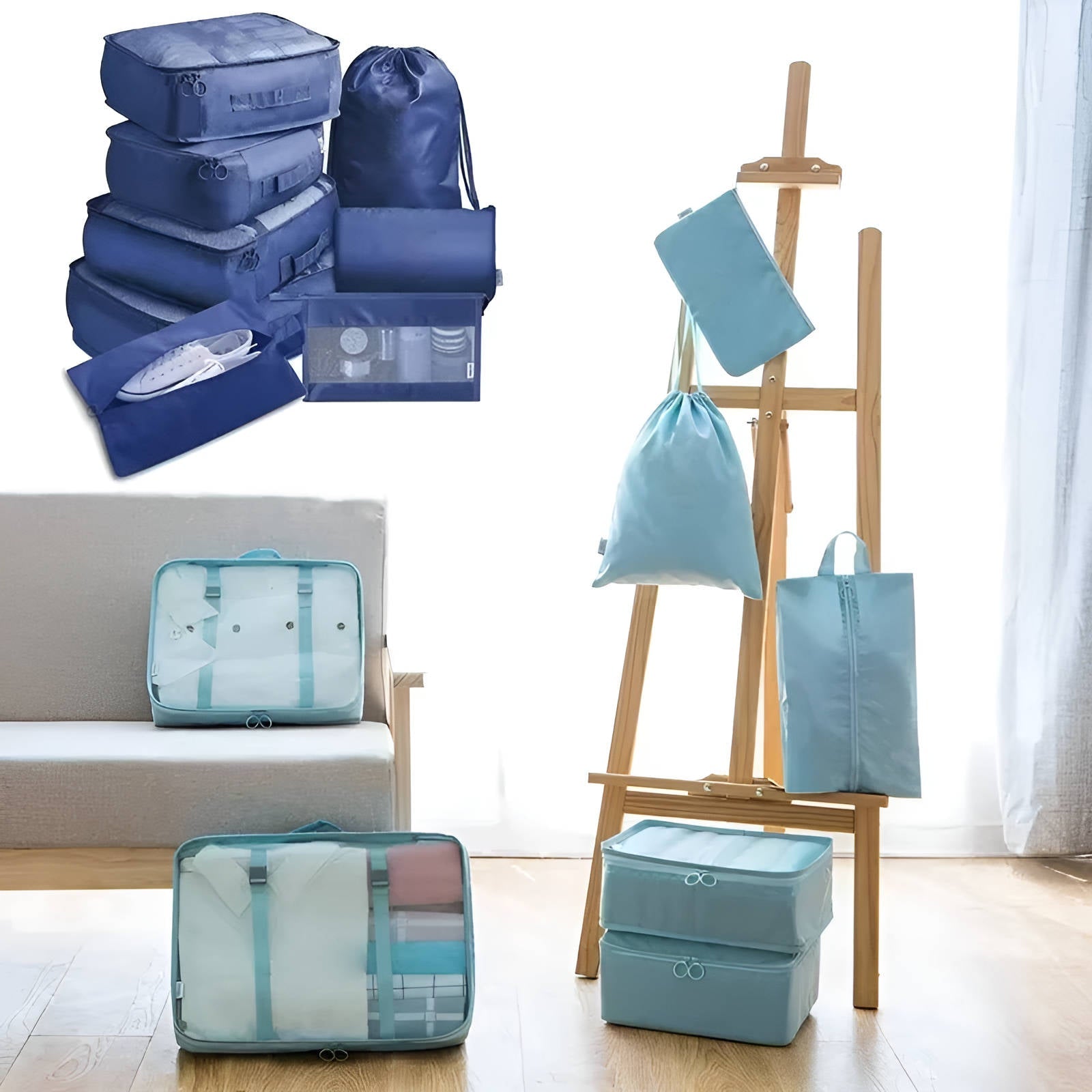 7-Piece Cotton Packing Cube Set for Travel