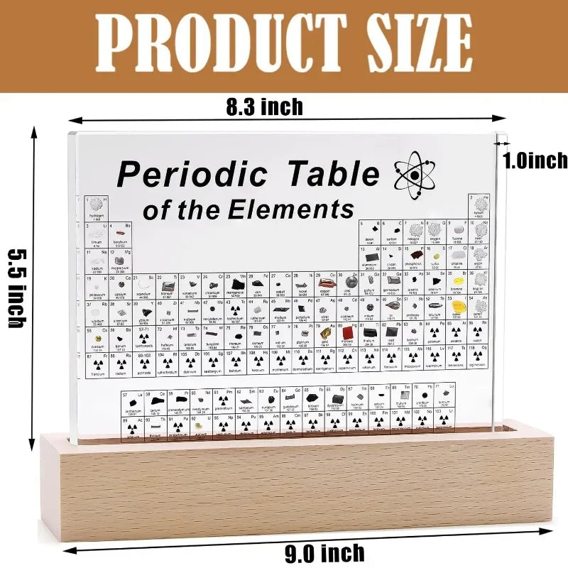 Acrylic Periodic Table with Wooden Light Base - in use