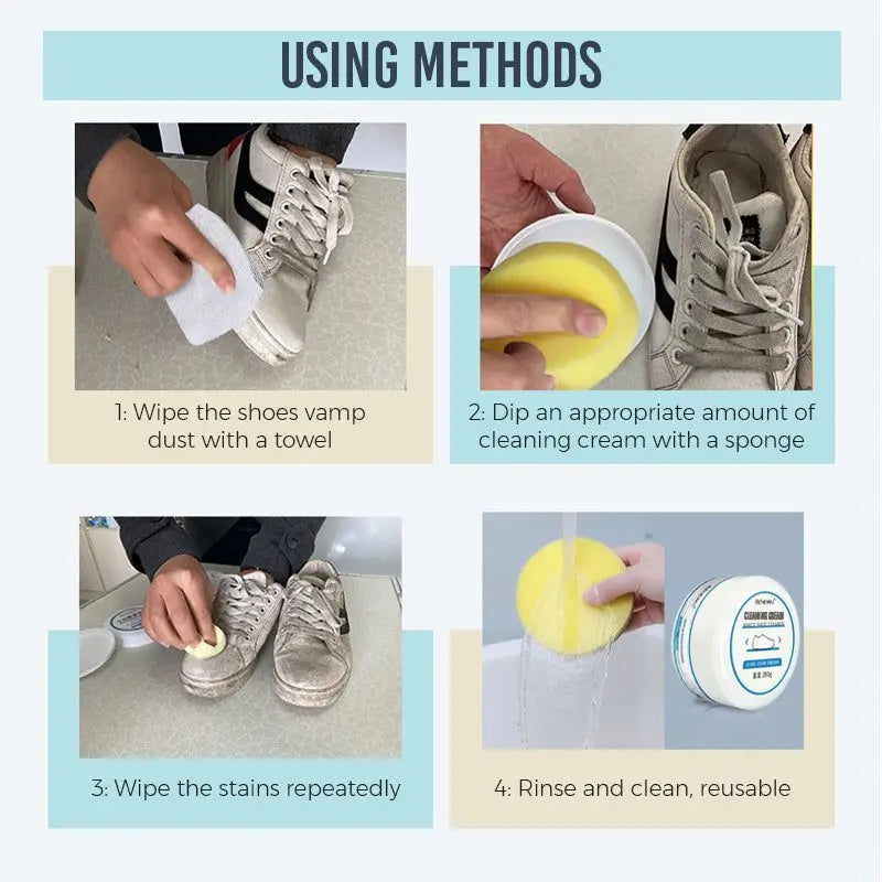 Waterless White Sneaker Cleaner & Cleansing Cream (100g) - in use