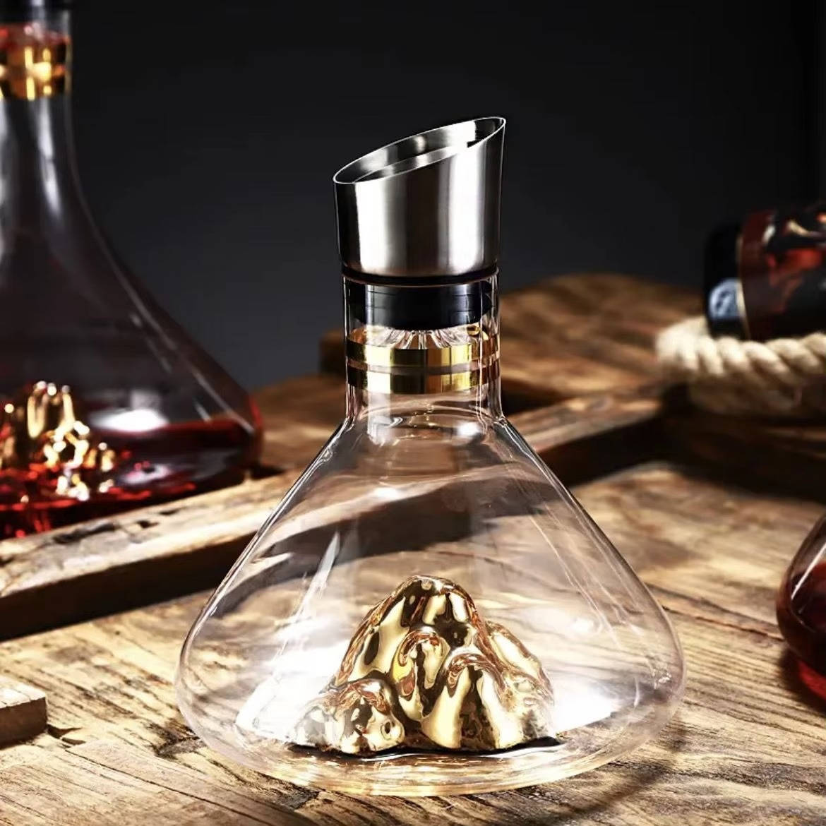 Crystal Glass Wine Decanter Aerator Carafe - alternate angle