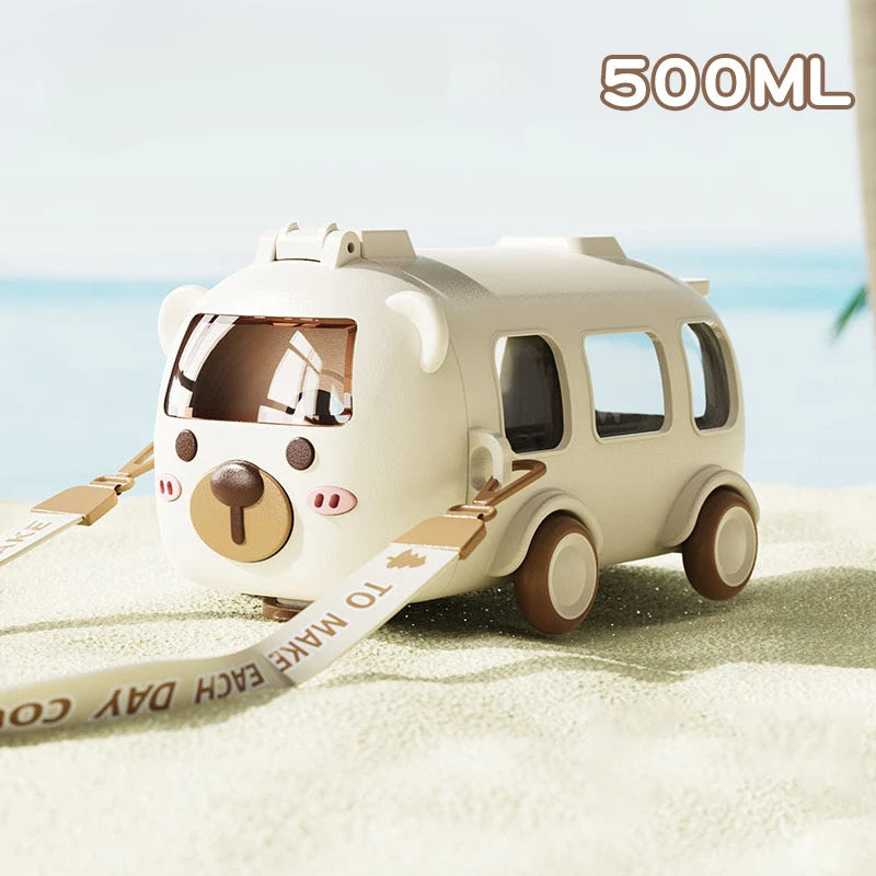 Cartoon Toy Bus Water Bottle with Straw - alternate angle