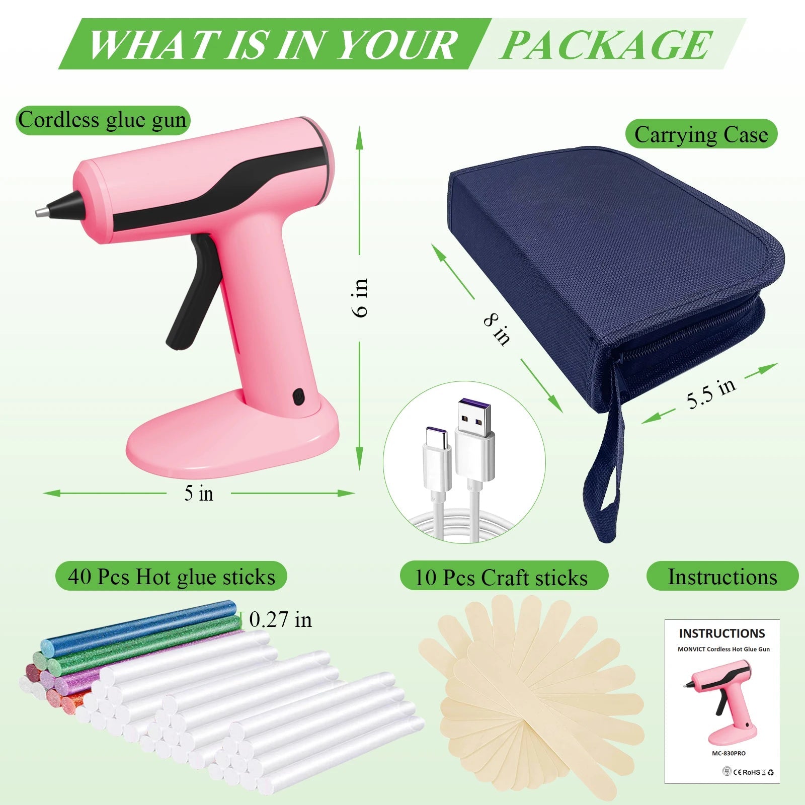 Cordless Hot Glue Gun Kit (Pink) - in use