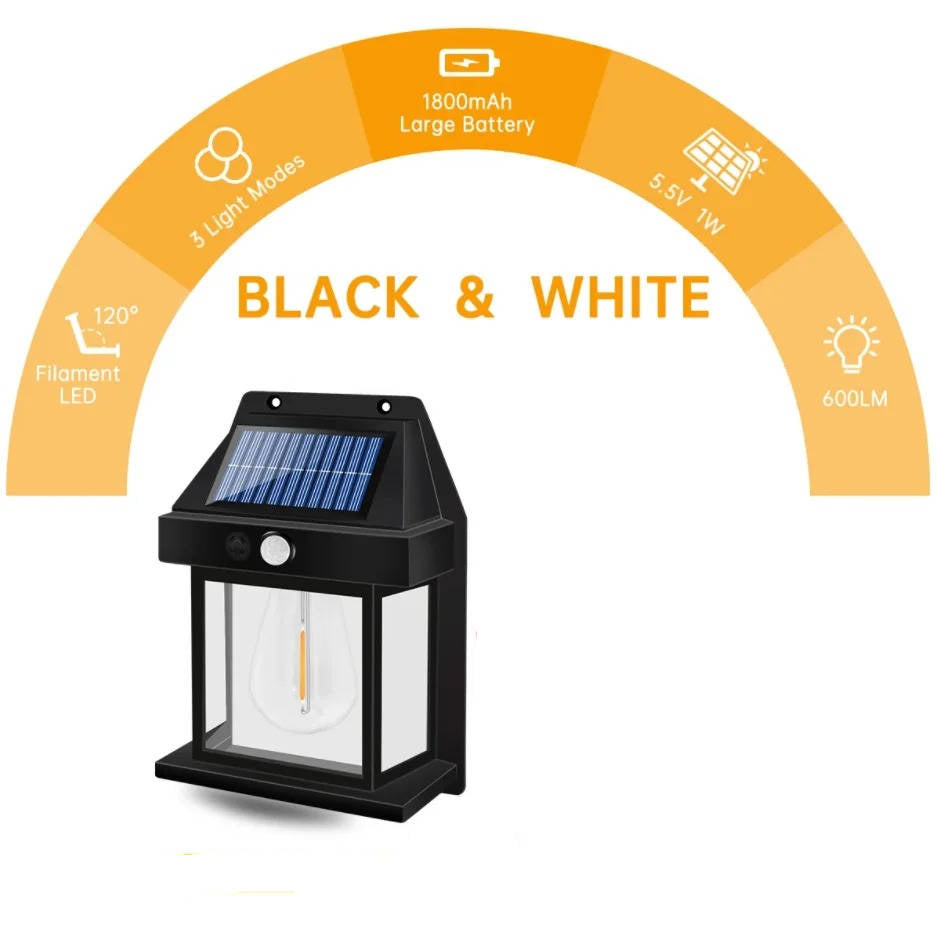 Solar Motion Sensor Wall Lanterns (2 Pack) - alternate angle