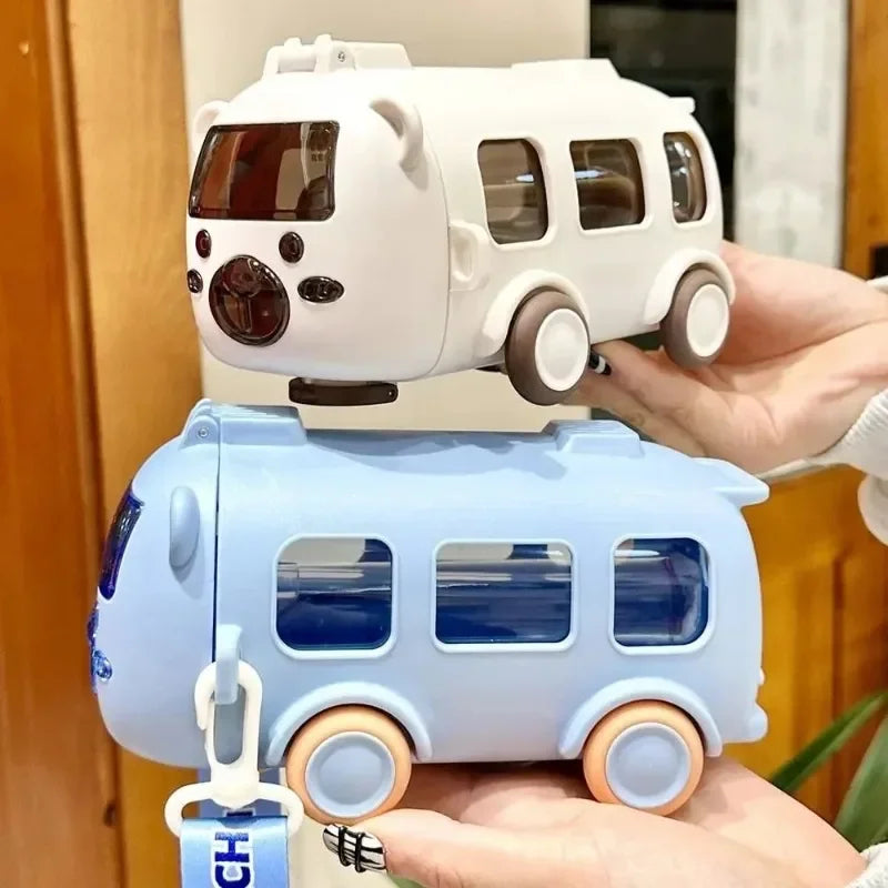Cartoon Toy Bus Water Bottle with Straw - detail