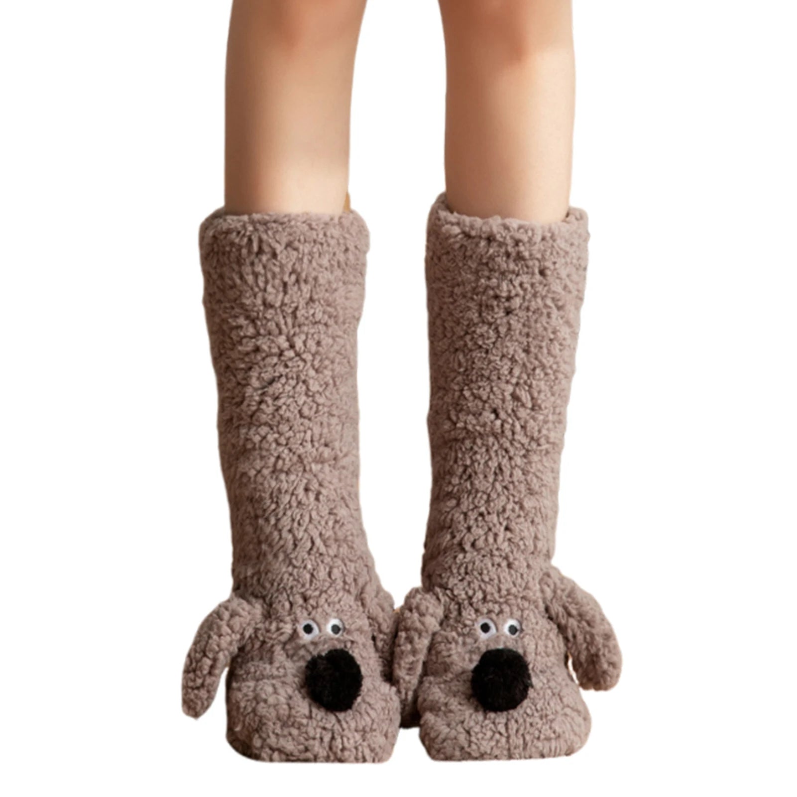 Cute Dog Fuzzy Socks Winter Leg Warmer - in use