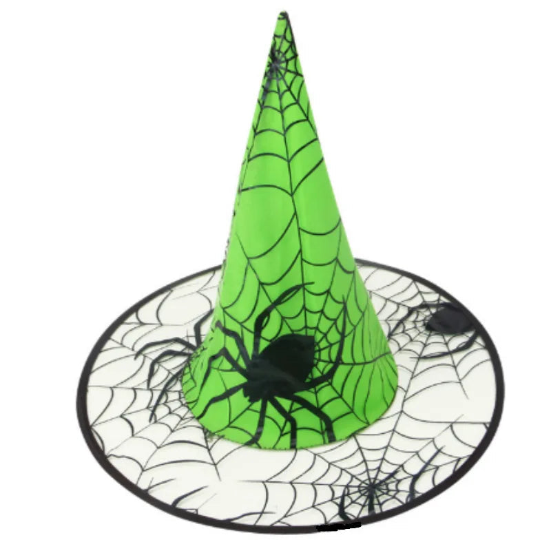 Colorful Spider Web Witch Hat Halloween Costume - alternate angle