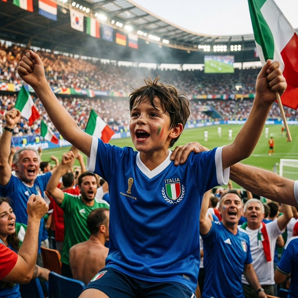 Waffle Effect Kids Italy Jersey || Maillot Italie en Jersey Gaufr Enfant