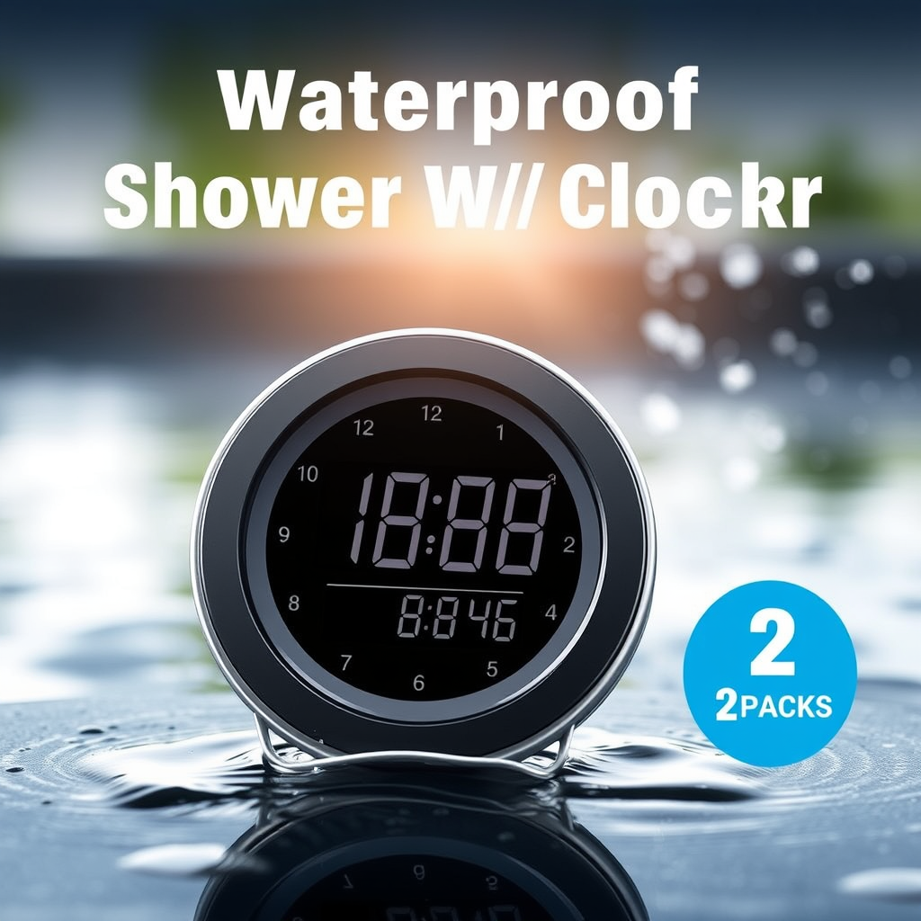 Waterproof Shower Clock w/ Timer (2 Packs)