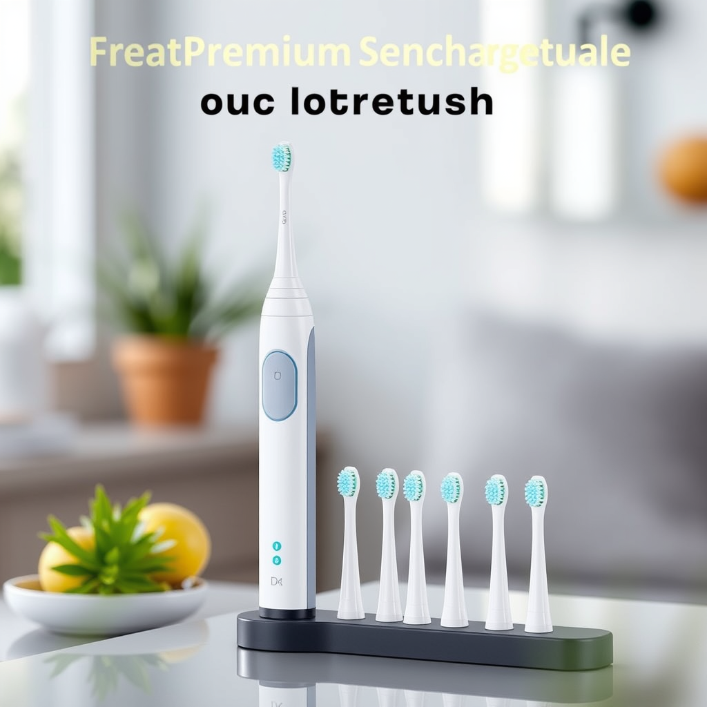USB Rechargeable Sonic Toothbrush with 12 Brush Heads