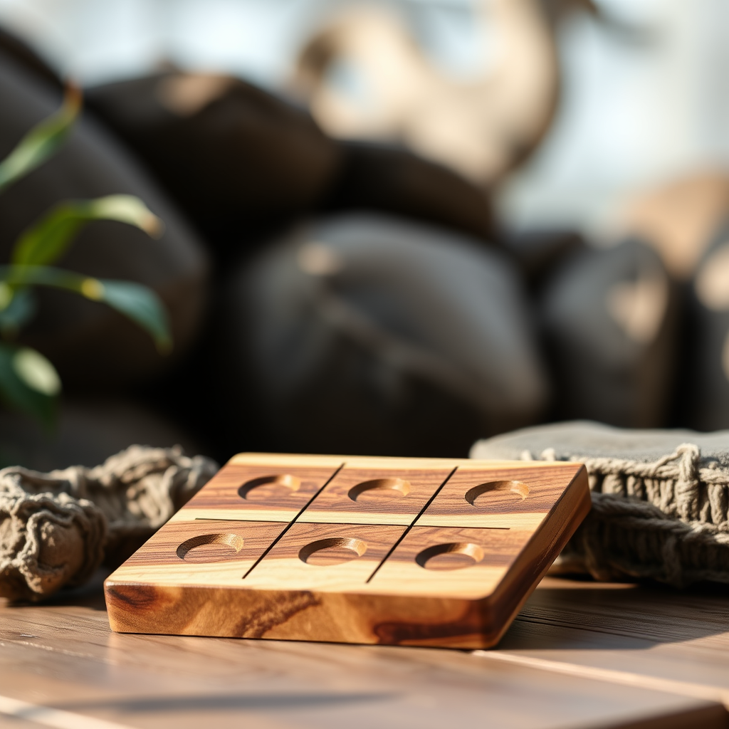 Studio Series Live Edge Acacia Wood Tic Tac Toe Game