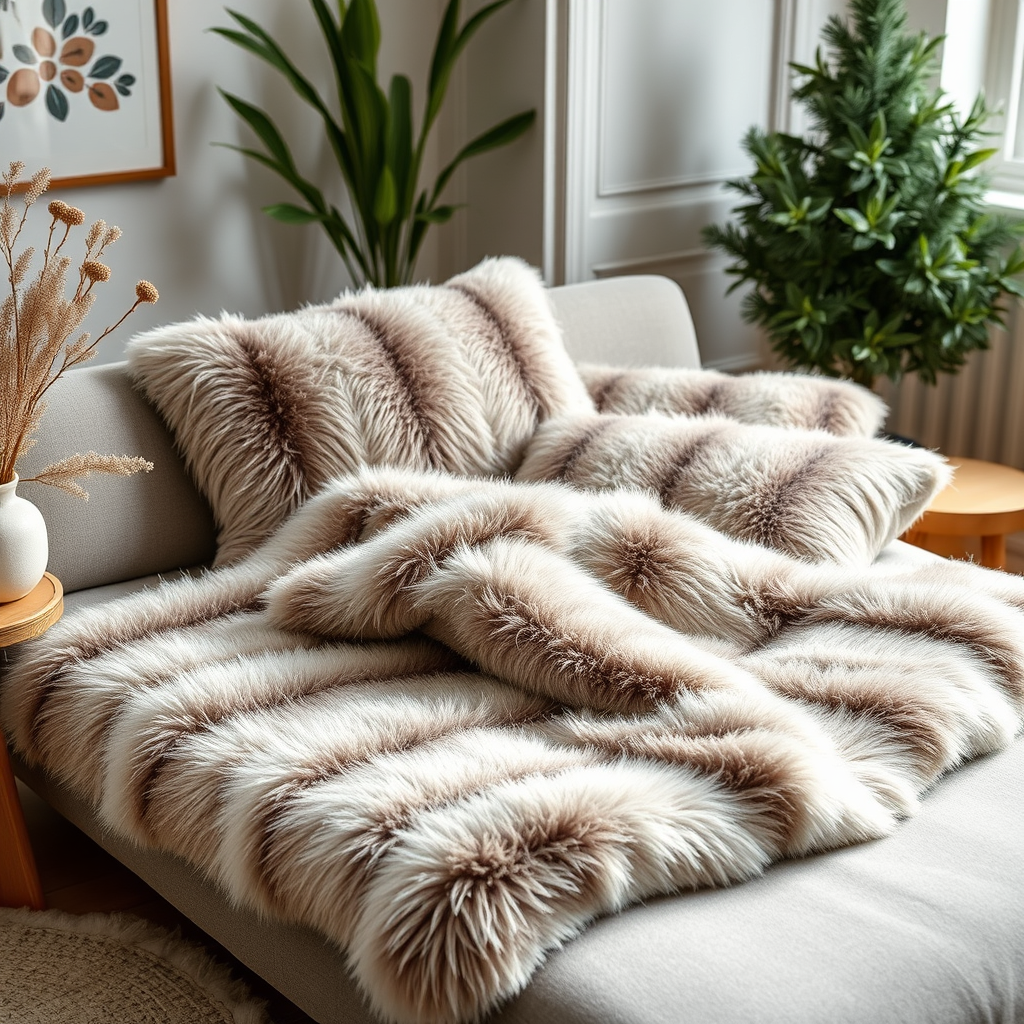 Adult Faux Fur Blanket and 2 pillowcases Winter Preorder arriving late May