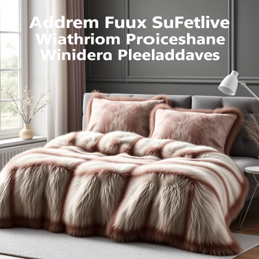 Adult Faux Fur Blanket and 2 Pillowcases Winter Preorder