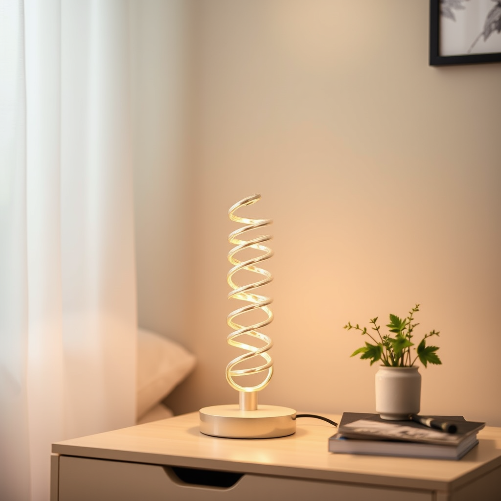 Modern Spiral Bedside Table Lamp - Quirky Whimsical Desk Lamp by Inspecial Home