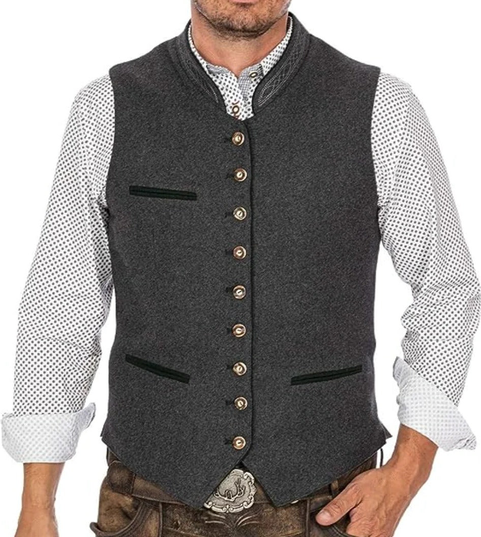 Elegant Men's Traditional Vest In Gray - alternate angle