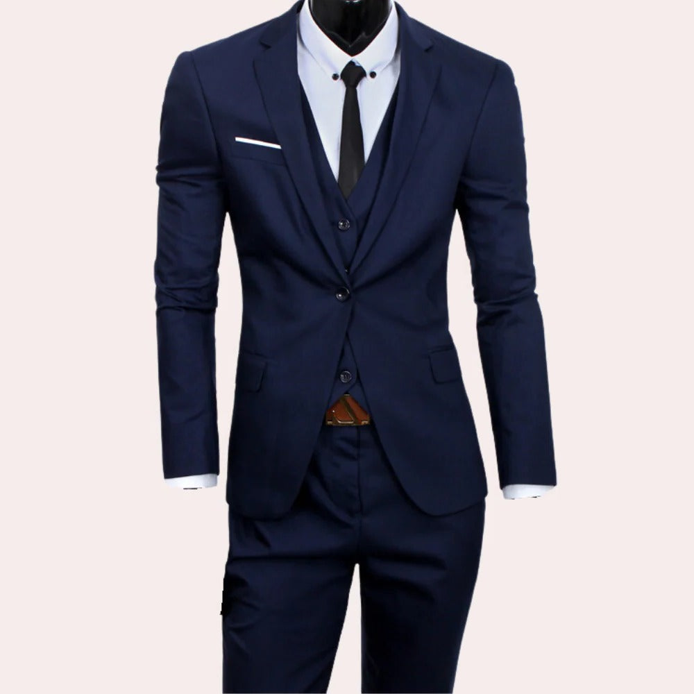 3-Piece Men's Suit with Jacket, Vest, and Dress Pants - detail
