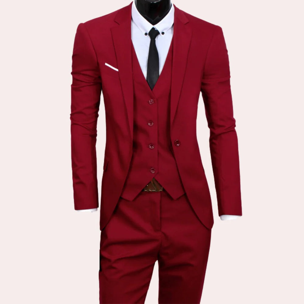 3-Piece Men's Suit with Jacket, Vest, and Dress Pants - in use