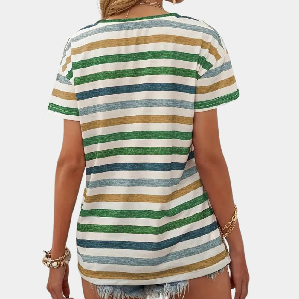 Casual Striped Women's T-shirt - in use