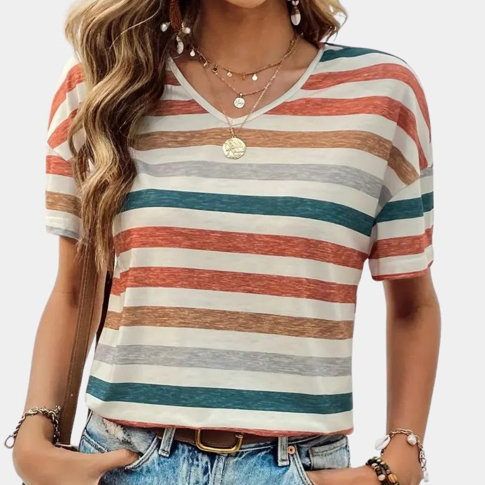 Casual Striped Women's T-shirt - alternate angle