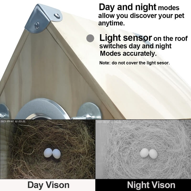 Bird Watching Nesting Feeder Nest Cam Box with Camera - in use