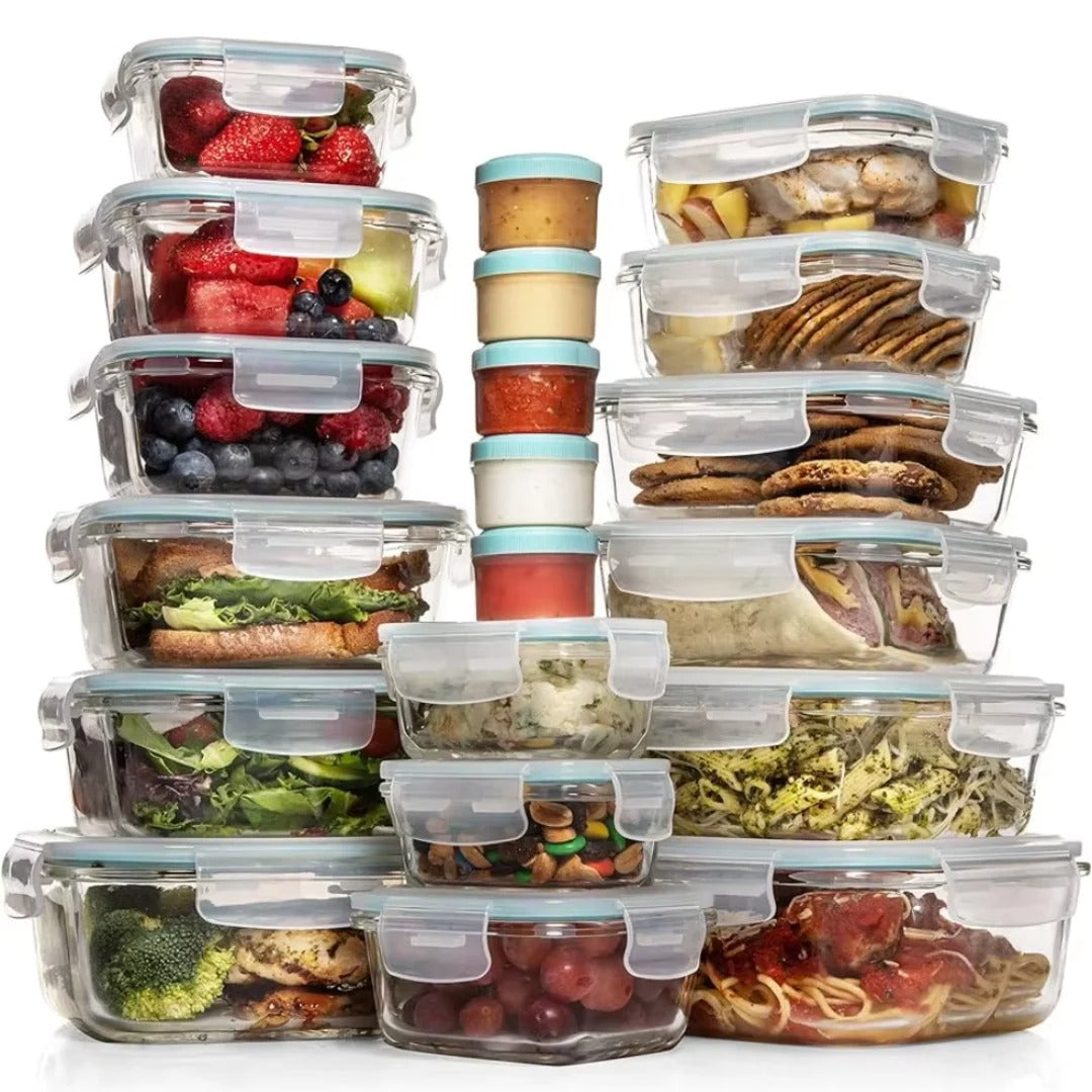 35-Piece Food Storage Container Set with Airtight Lids and Portion Cups
