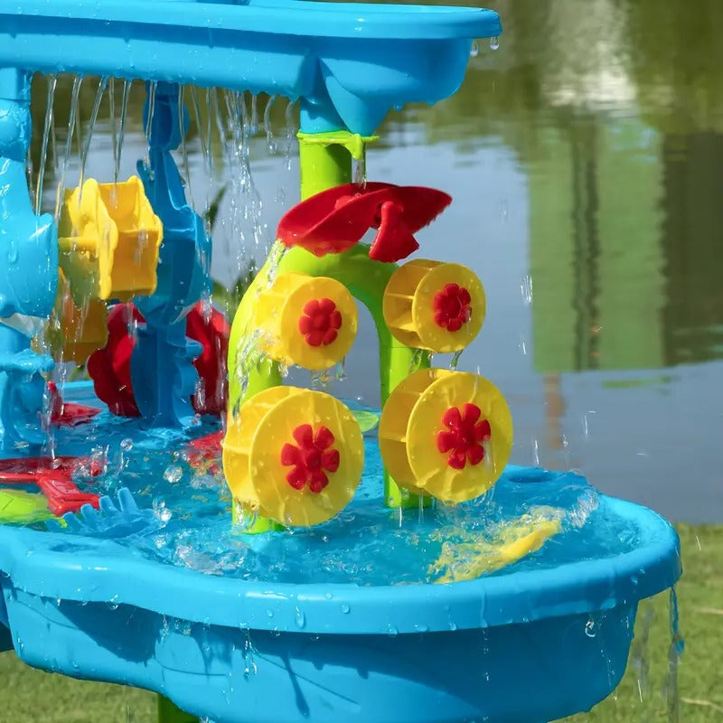 3-in-1 Kids Outdoor Sand and Water Play Table with Separate Compartments - alternate angle
