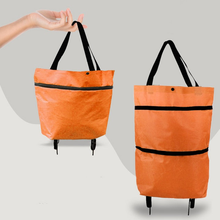 2-in-1 Foldable Rolling Shopping Bag with Wheels - alternate angle
