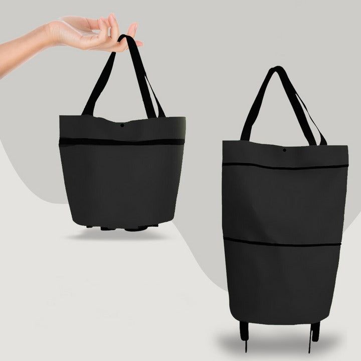 2-in-1 Foldable Rolling Shopping Bag with Wheels - alternate angle