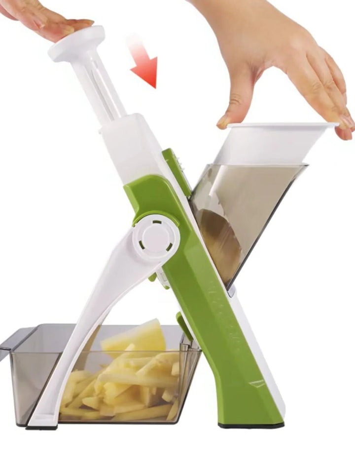 5-in-1 Vegetable Slicer with Collecting Tray - Multi-Blade Food Chopper & Dicer - alternate angle