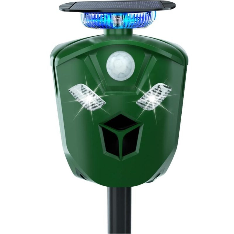 360 degrees Solar-Powered Ultrasonic Animal Repeller with Motion Sensor and LED Flash