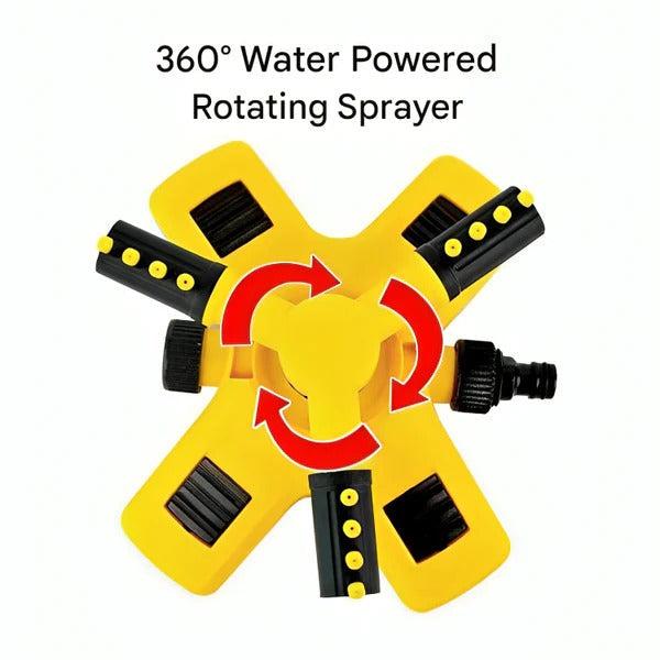 360 Rotating Lawn Sprinkler - Adjustable Multi-Pattern Garden Watering System - in use
