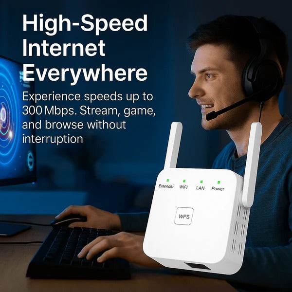 5G Dual-Band WiFi Booster - Extends Coverage Up to 1000 ft with - in use