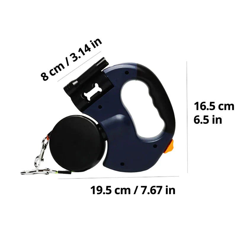 Dual Dog Leash with Flashlight & Waste Bag - detail