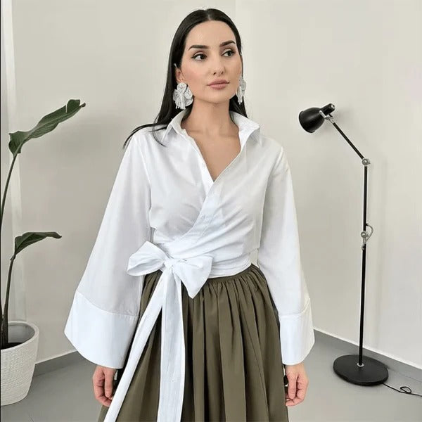 Blouse With Wide Bow Belt - detail