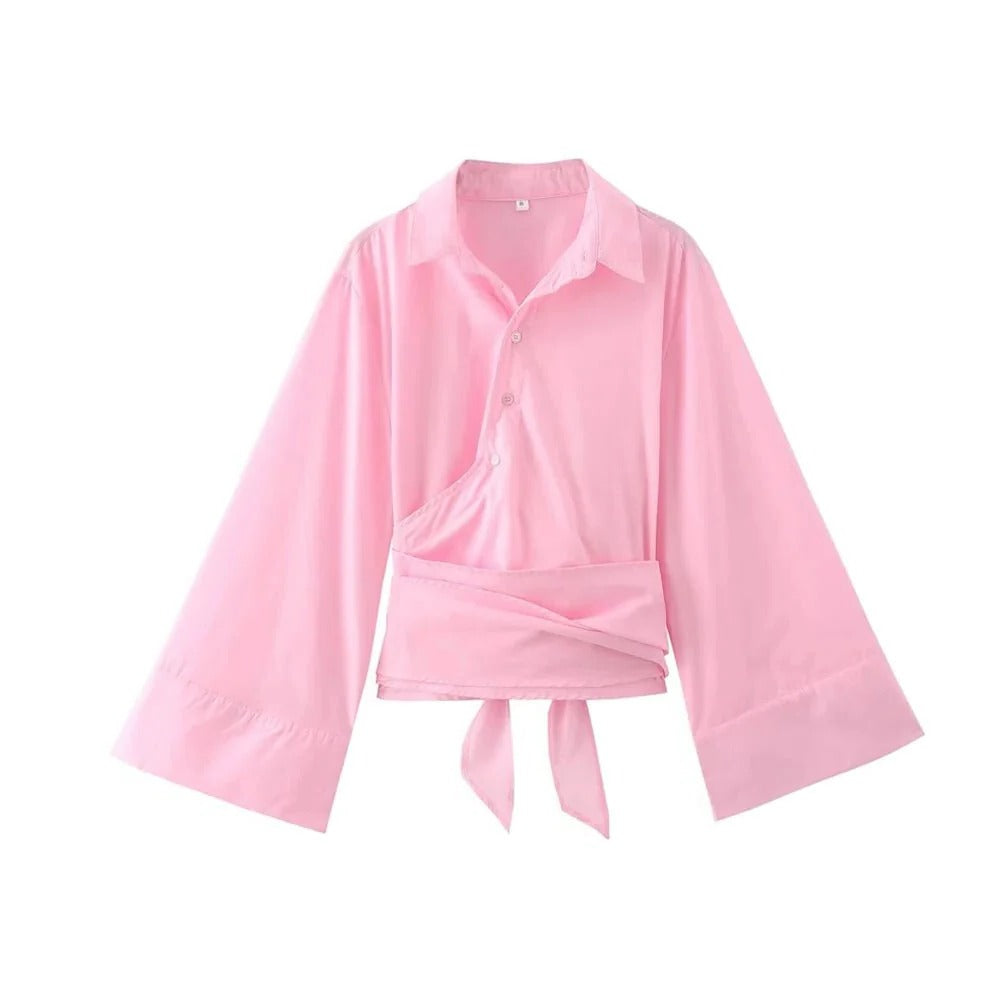 Blouse With Wide Bow Belt - detail