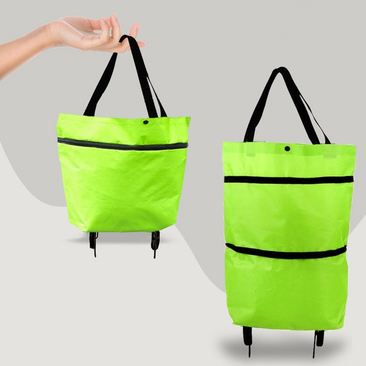 2-in-1 Foldable Rolling Shopping Bag with Wheels