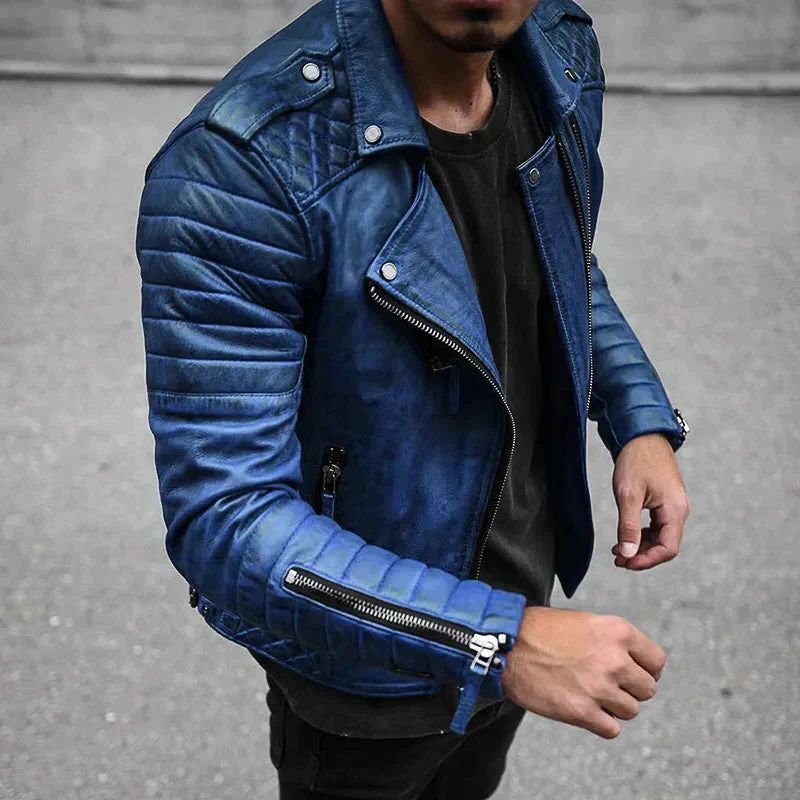 High quality, durable and stylish men's leather jacket - alternate angle