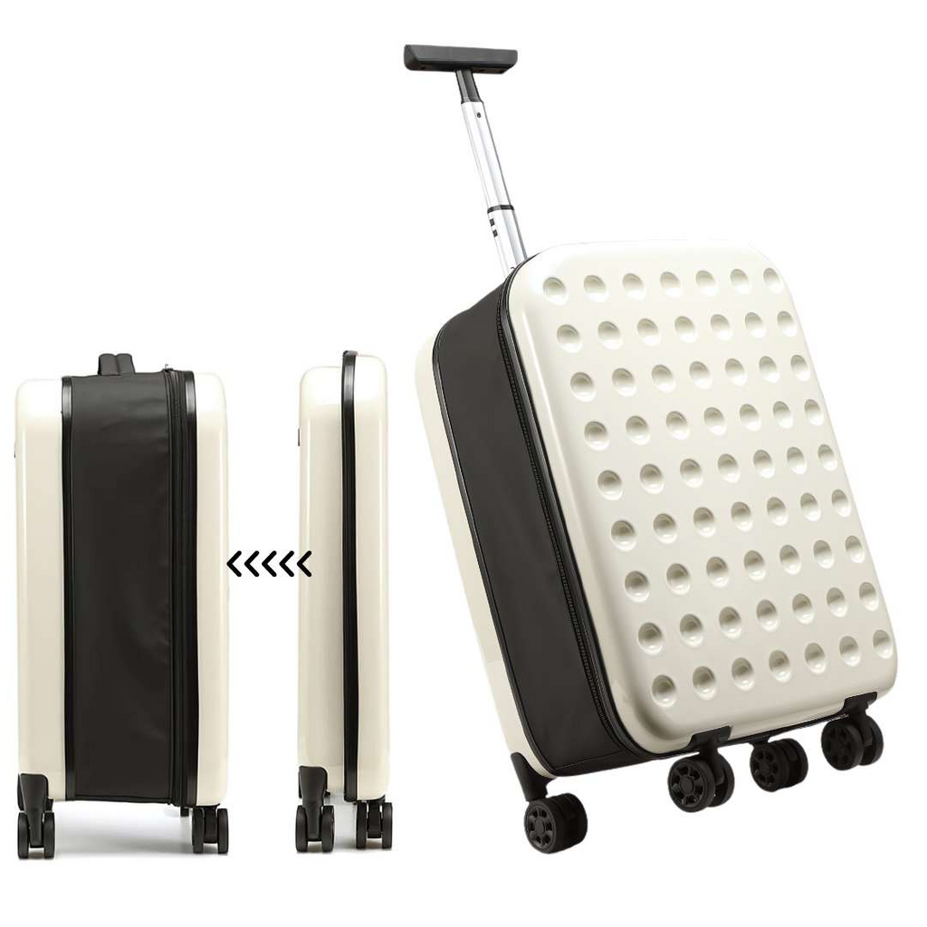 360 degrees Foldable 4-Wheel Checked Travel Suitcase - Large Capacity Luggage