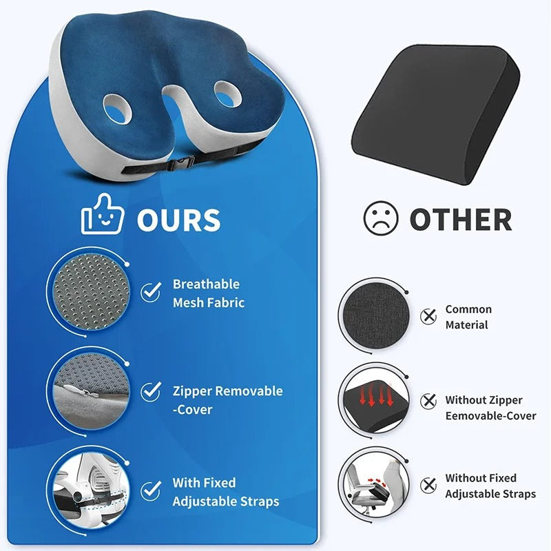 Adjustable Memory Foam Sit Bone Relief Seat Cushion - detail