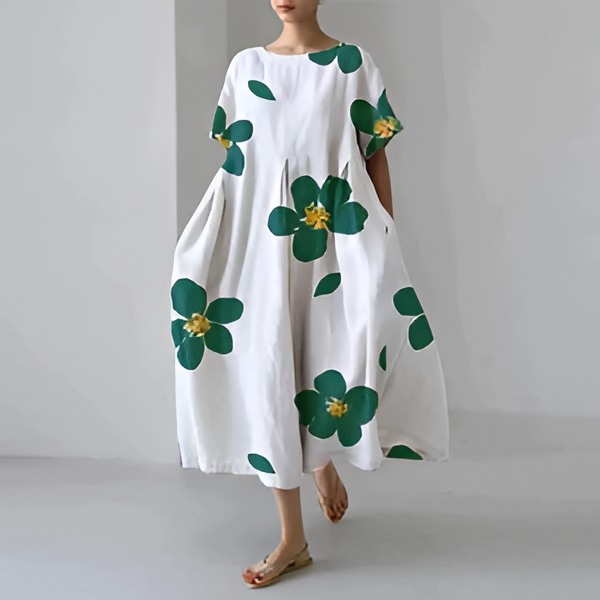 Casual and elegant dress with flora print - alternate angle