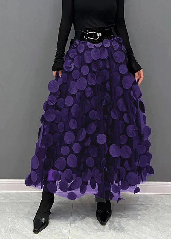 Chic Skirt Made Of Polka Dot and Tulle Patchwork - alternate angle