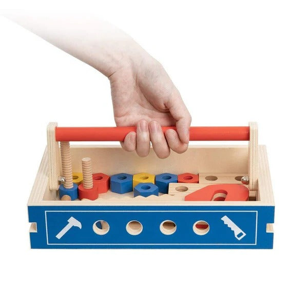 Exclusive Kids Pretend Play Realistic Work Tool Bench Toy - in use
