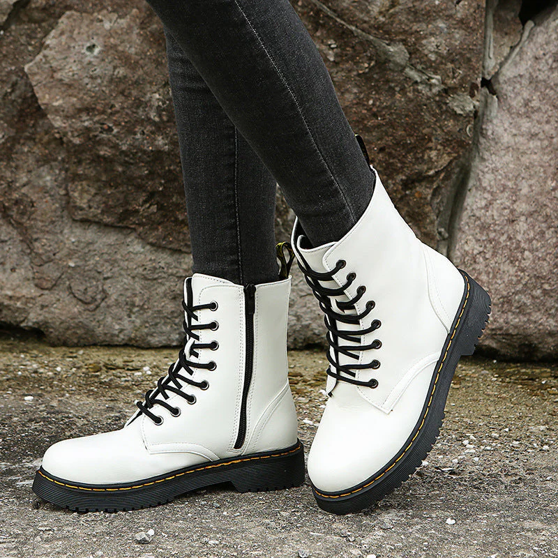 Comfortable boots with laces and a zipper - alternate angle