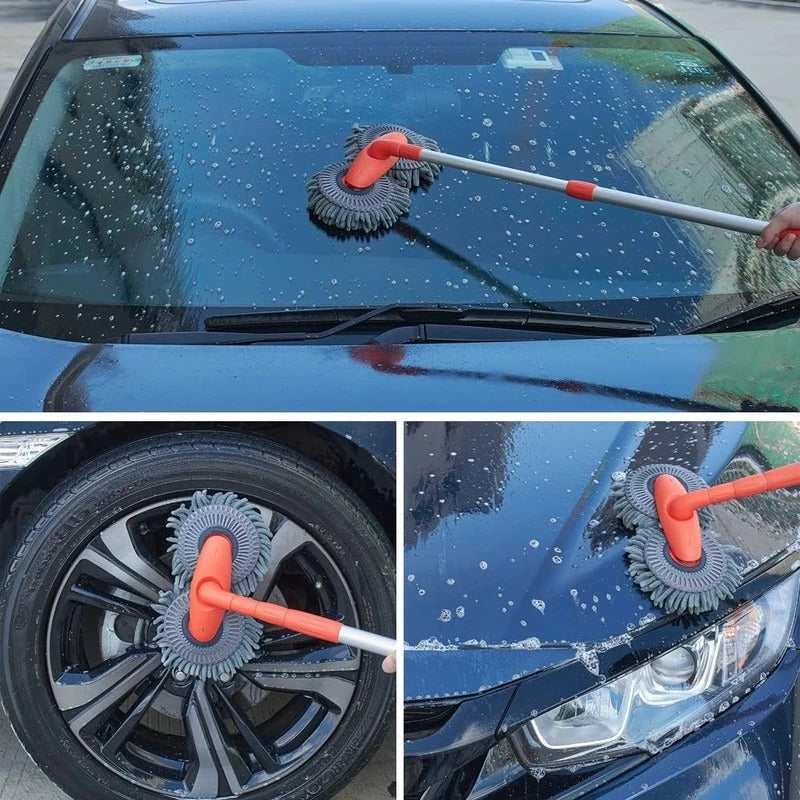 Car Wash Brush with Rotating Head - in use