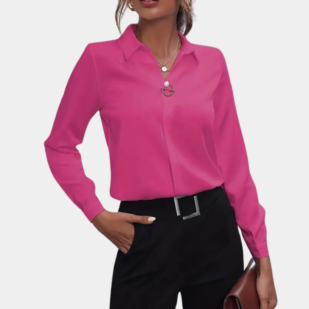Elegant Plain Ladies Blouse - detail