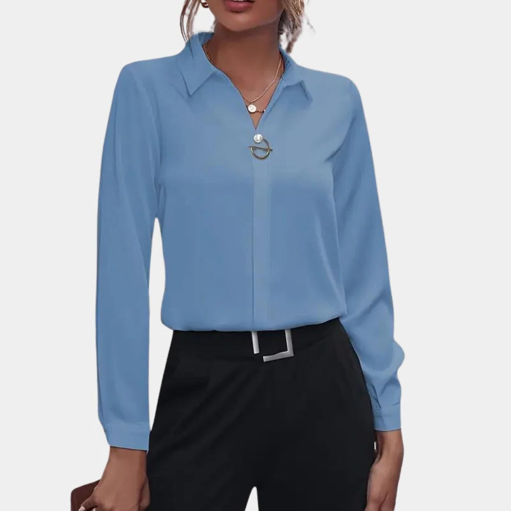 Elegant Plain Ladies Blouse - in use