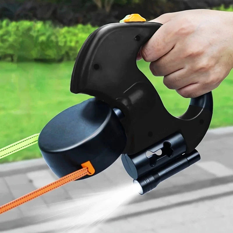 Dual Dog Leash with Flashlight & Waste Bag - detail