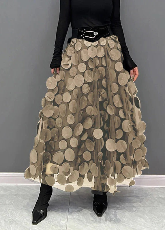 Chic Skirt Made Of Polka Dot and Tulle Patchwork - detail