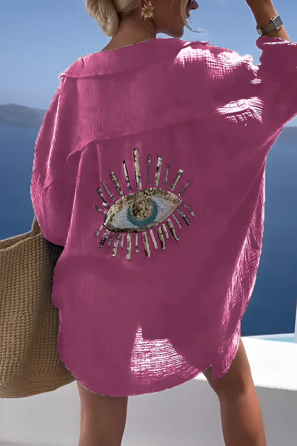 Evil Eye Shirt + Sequin Bead - detail
