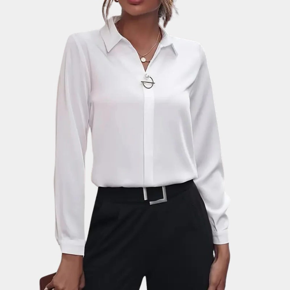 Elegant Plain Ladies Blouse - detail